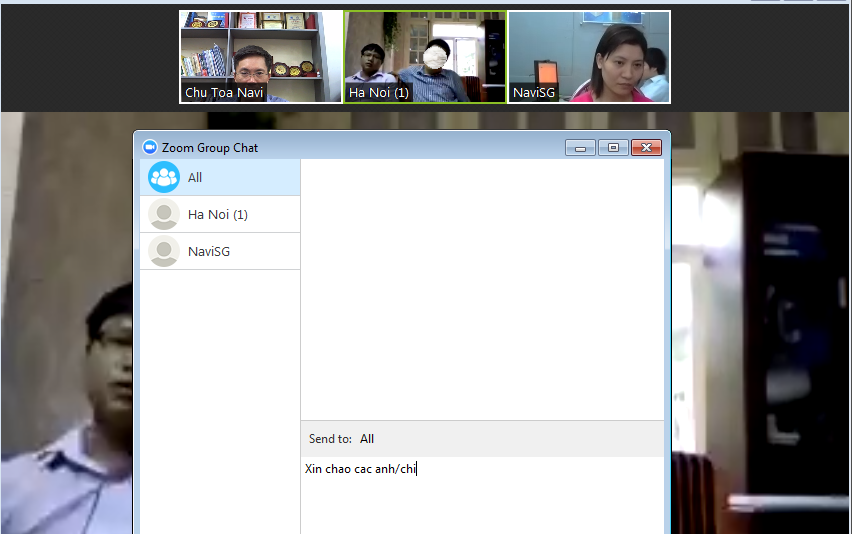 Tính năng chát giữa các điểm cầu tham gia hội nghị truyền hình